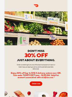 DoorDash - Reminder: Save 30% on 3 delivery orders.