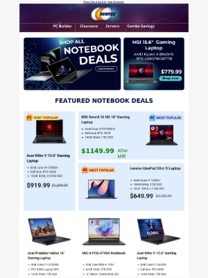 Newegg - $649.99 Lenovo IdeaPad Slim 5i! $919.99 Acer Nitro V Gaming Laptop!