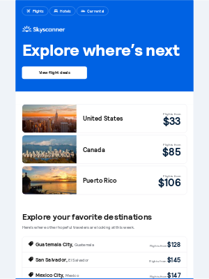 Skyscanner  - Flights from $33