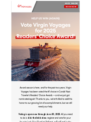 Virgin Voyages - It’s Awards (Sea)son: Vote for Virgin Voyages
