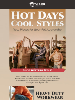 Starr Western Wear - Ride Into Style With New Pieces for Your Fall Wardrobe