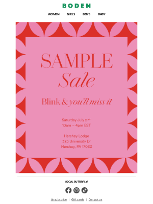 Boden (United Kingdom) - Don't miss the Hershey Sample Sale