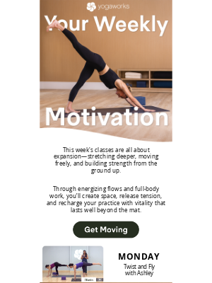 YogaWorks - 💪 Your weekly workout schedule is here