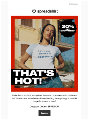 Spreadshirt - Summer Sale: 20% off for you, !