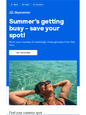 Skyscanner  - Summer's on sale from $87 roundtrip