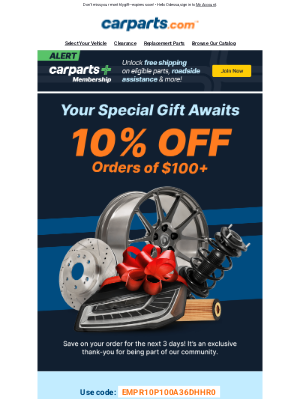 CarParts - 🎁 Odessa, You’ve Got 10% OFF $100+