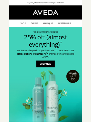Aveda (United Kingdom) - 25% off (almost everything) is ON❗