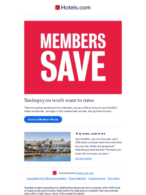 Hotels - Don’t forget your member discount