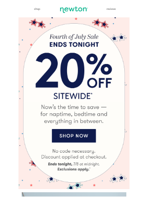Newton Baby - Our Fourth of July Sale Ends TONIGHT!