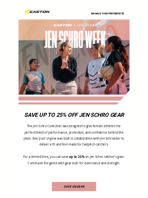 Easton Slowpitch - Save up to 25% on Jen Schro Gear