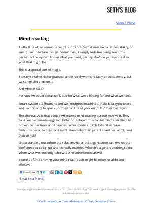 Seth Godin - Seth's Blog : Mind reading