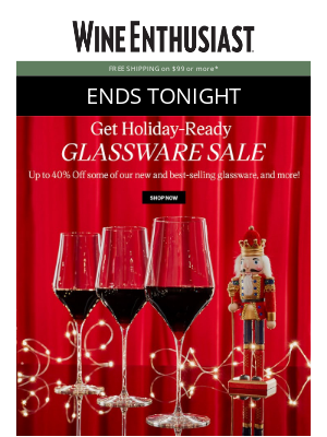 Wine Enthusiast Catalog - ⏰ Hours Left! Up to 40% Off Glasses, Decanters, Barware and More!