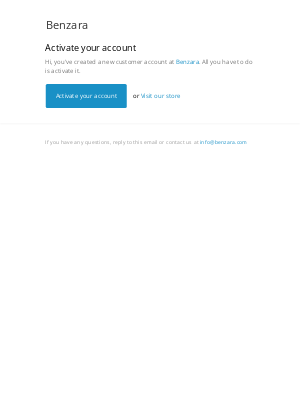 Benzara - Customer account activation