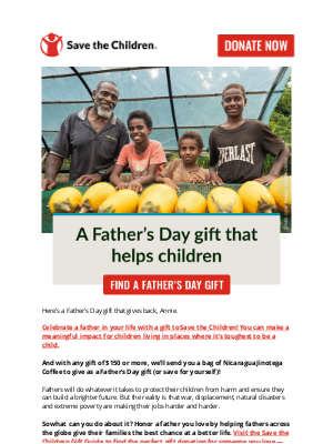 Save the Children Federation, Inc. - Last-minute Father’s Day gifts that support children in crisis