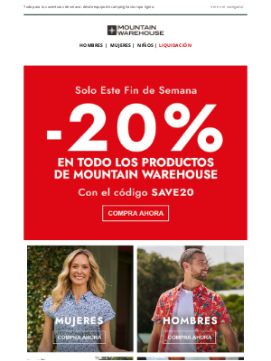 Mountain Warehouse (Spain) - ¡-20% De Descuento Termina Mañana!