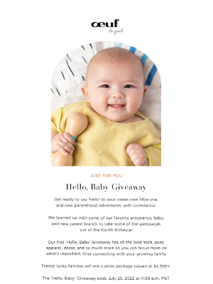 Oeuf - Enter to win $2,350+ in prizes: ‘Hello, Baby’ Giveaway