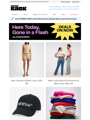 Nordstrom Rack - New Veronica Beard Up to 60% Off | New Lucky Brand for Women & Men Up to 60% Off | Off-White for Men & Women | And More!