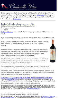 Wine Library - 2020 Uko Cabernet Sauvignon Select Vineyard Reserva (92 JS) Free ship on 12