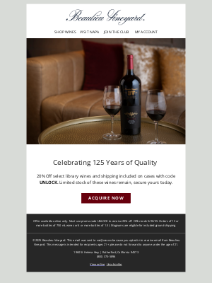 Beaulieu Vineyard - Final Chance for Special Pricing on Library Wines