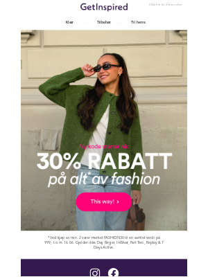 Get Inspired (Norway) - Starter nå: -30% på ALT av fashion! 🤍