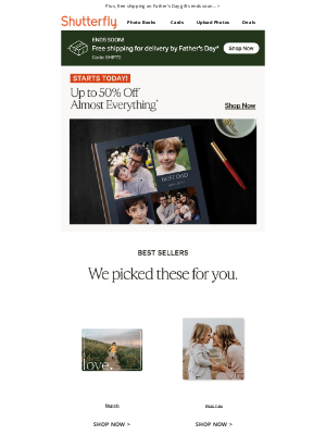 Shutterfly - maxine, take up to 50% off almost everything for dad!