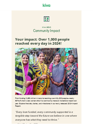 Kiva - Good news to share: impact report, awards, and tax-smart giving