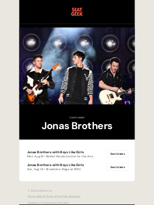 SeatGeek - Tour Alert: Jonas Brothers with Boys Like Girls