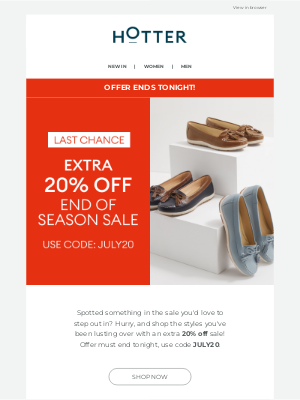 Hotter Shoes - Last chance for an extra 20% off sale!