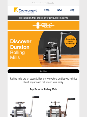 Cookson Gold (United Kingdom) - Essential rolling mills for your workshop