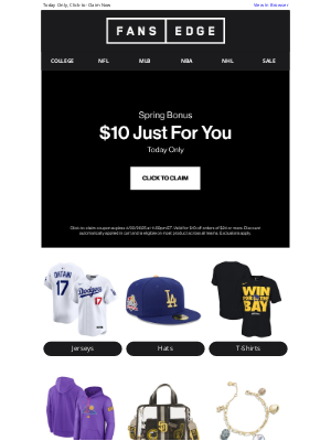fansedge - Just For You: Exclusive $10 Spring Bonus