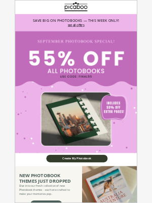 Picaboo - 🔥 All Photobooks Are 55% Off—Starting Now!