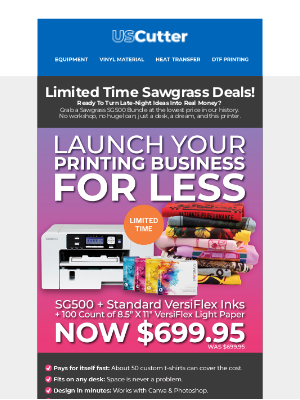 USCutter - 🔥 Start Your Own Print Business At A Record-Low Price!