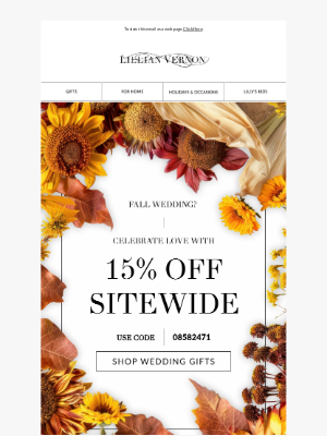 Lillian Vernon - Save 15% on elegant wedding gifts!