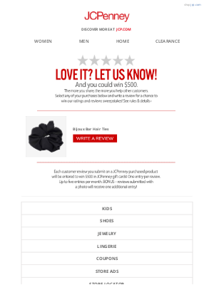 JCPenney - Tell Us About Your Recent jcp.com Purchase and Win!