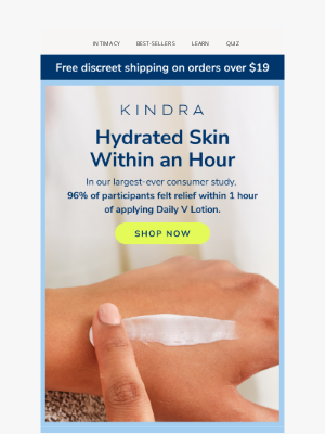 Kindra - From dryness to hydrated skin in just 1 hour.