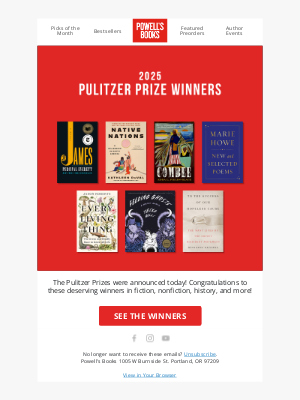 Powell's Books - 🥇 Just announced: the 2025 Pulitzer Prize winners!