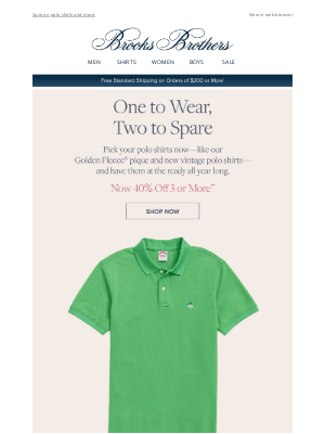 Brooks Brothers - 40% off the shirts you wear most