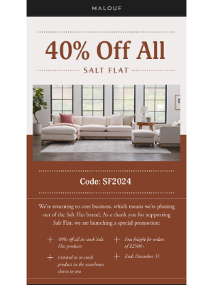 Malouf - 40% Off All In-Stock Salt Flat Products