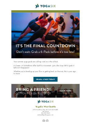 YogaSix - 🧘‍♀️ Hey Yogi,  It’s the Final Countdown! 🔥