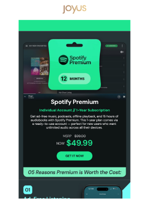 Joyus - Get Spotify Premium for $50 (First 100 People Only!)
