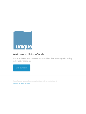 Uniquecorals - Customer account confirmation - UniqueCorals.com