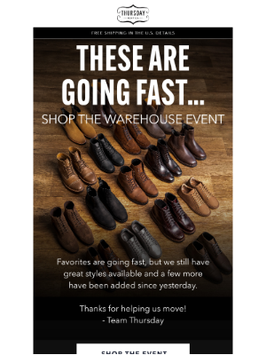 Thursday Boot Company - The Warehouse Event!