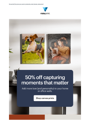 VistaPrint (Australia) - 50% off canvas prints to brighten their days (and walls)