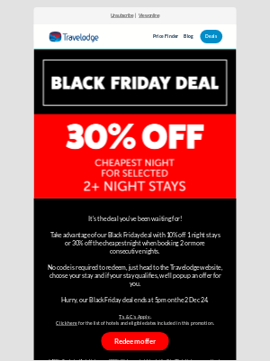 Travelodge (United Kingdom) - 🚨 Hi: you've just received your Black Friday deal