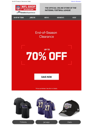 NFL - Make The Play For Up To 70% Off Ravens Gear!