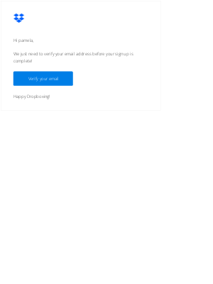 Dropbox - Please verify your email address