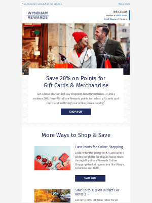 Wyndham Hotel Group - Earn & Redeem Points for Holiday Shopping