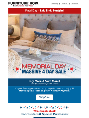 Furniture Row - Our Massive 4 Day Sale Ends Today