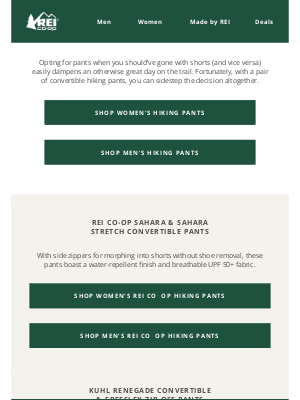 REI - Shape-shifting hiking pants? Magical