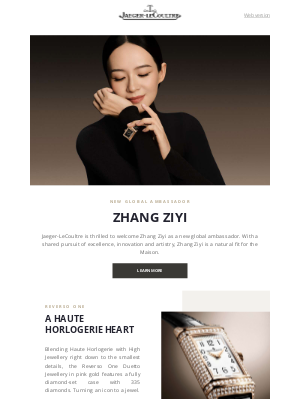 Jaeger-LeCoultre - Zhang Ziyi, Jaeger-LeCoultre’s new global ambassador